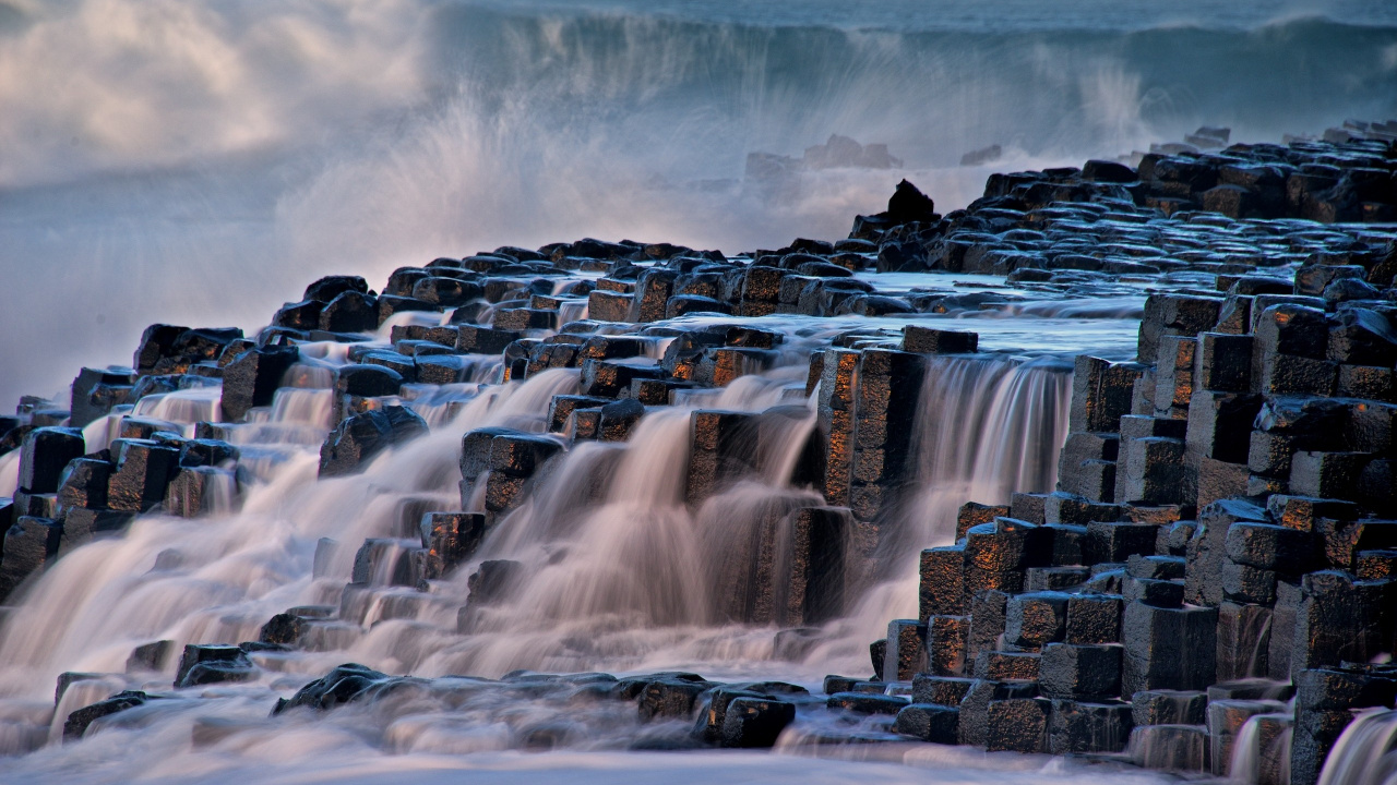 Обои водоем, водопад, природа, вода, природный ландшафт в разрешении 1280x720
