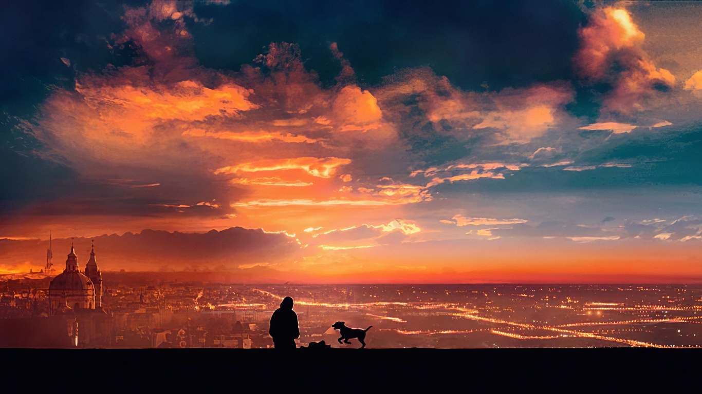 Обои послесвечение, облако, восход солнца, горизонт, закат в разрешении 1366x768