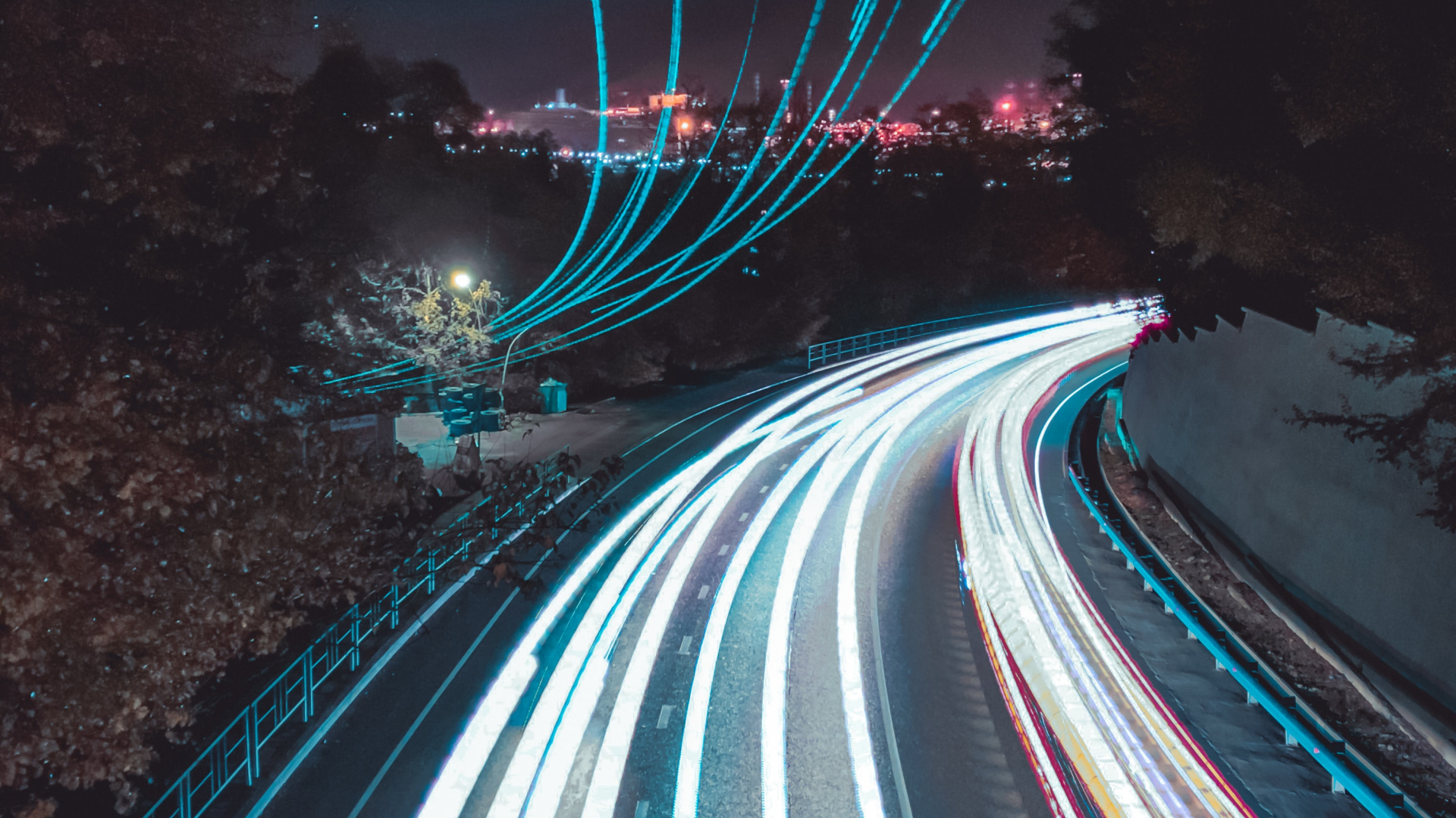 Обои магистраль, дорога, автострада, синий, свет в разрешении 1920x1080