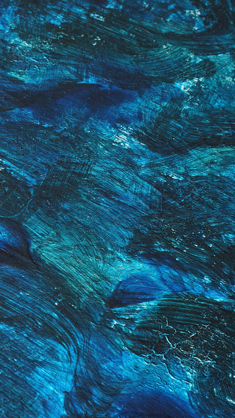 Обои живопись, синий, вода, Аква, бирюза в разрешении 750x1334