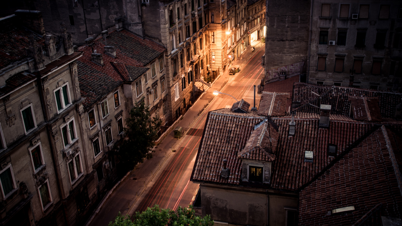 Обои Загреб, здание, окно, дорожное покрытие, кирпич в разрешении 1366x768