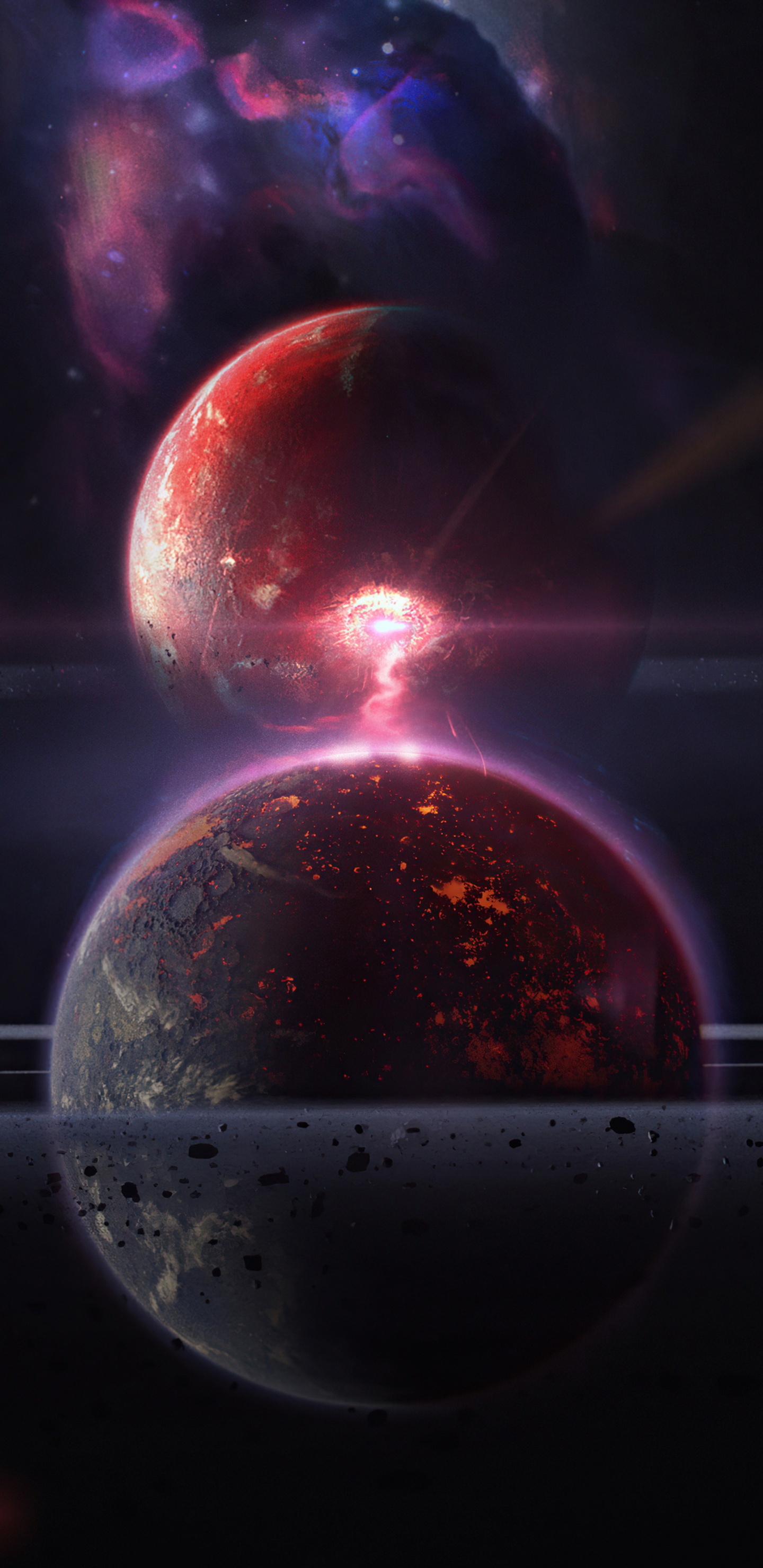 Обои атмосфера, арт, жидкий, мир, астрономический объект в разрешении 1440x2960