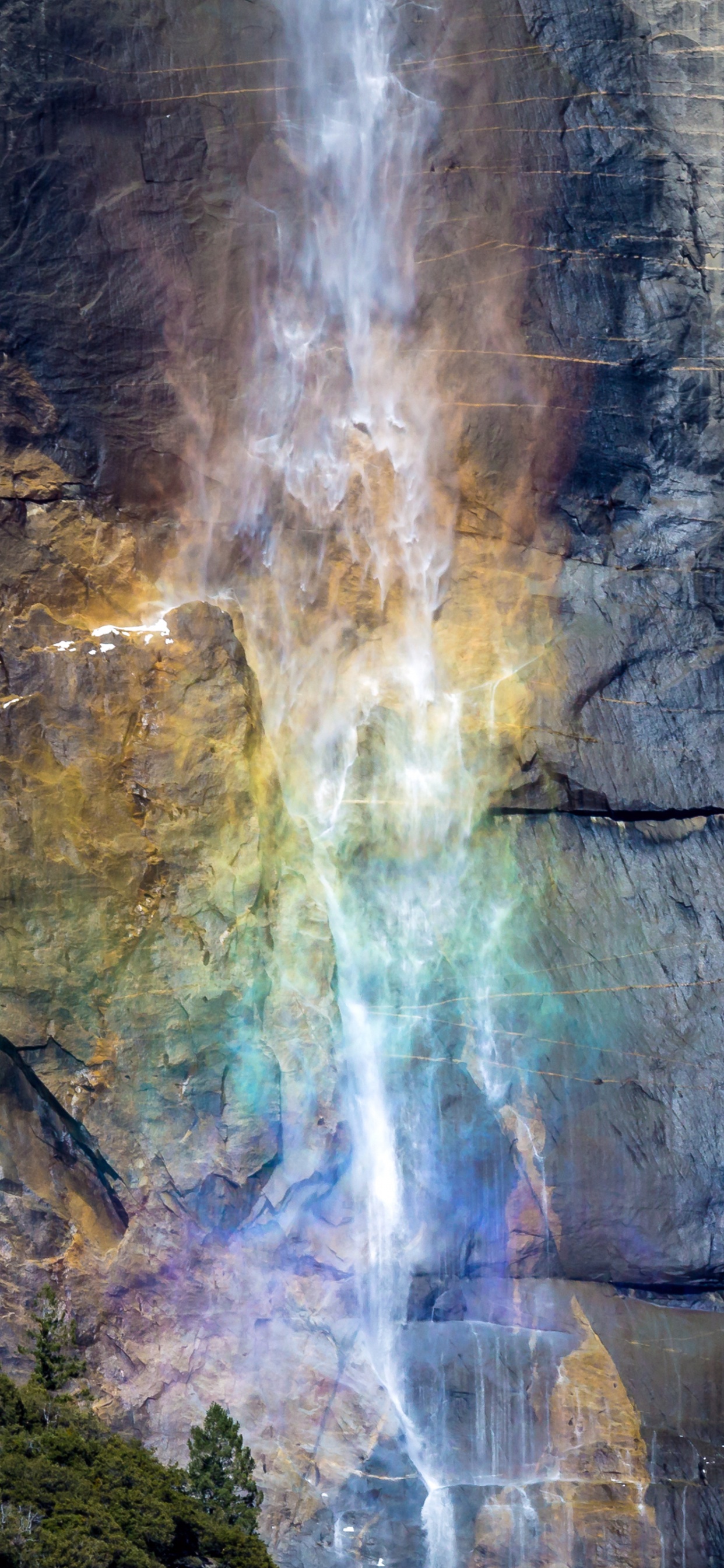 Обои Йосемитский водопад, водопад, селйяландсфосс, кольцевая тропа долины йосемити, национальный парк в разрешении 1242x2688