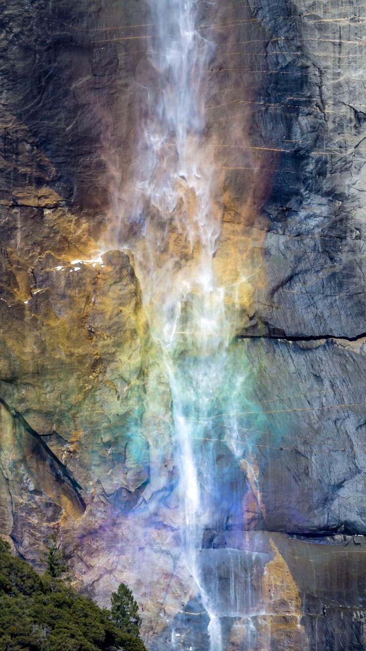 Обои Йосемитский водопад, водопад, селйяландсфосс, кольцевая тропа долины йосемити, национальный парк в разрешении 720x1280