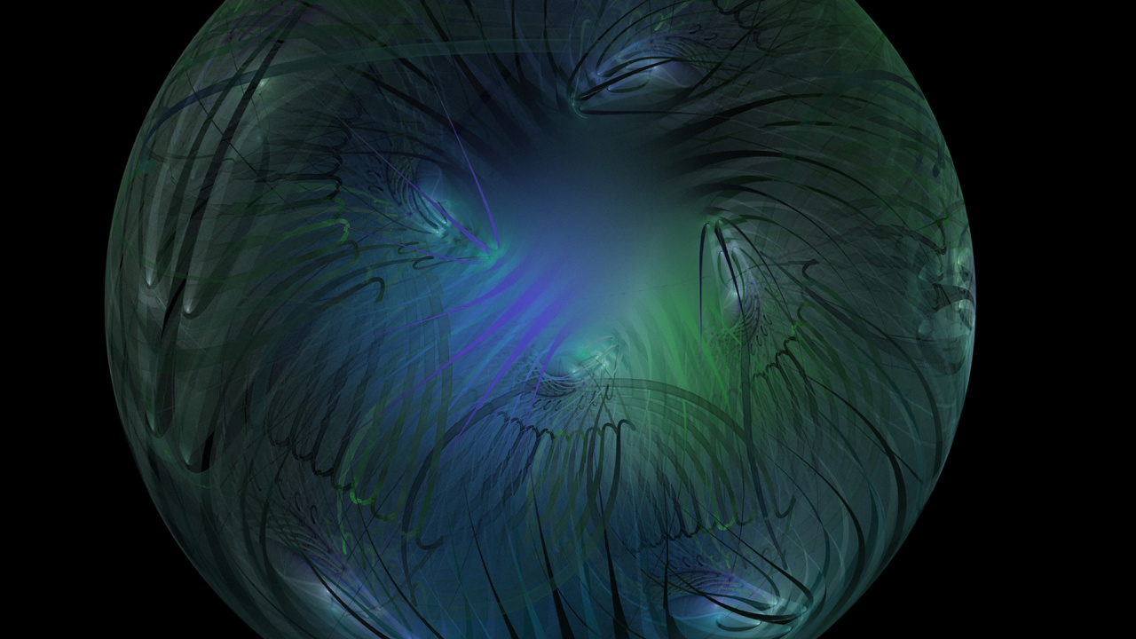 Обои сфера, фрактальное искусство, круг, фрактал в разрешении 1280x720