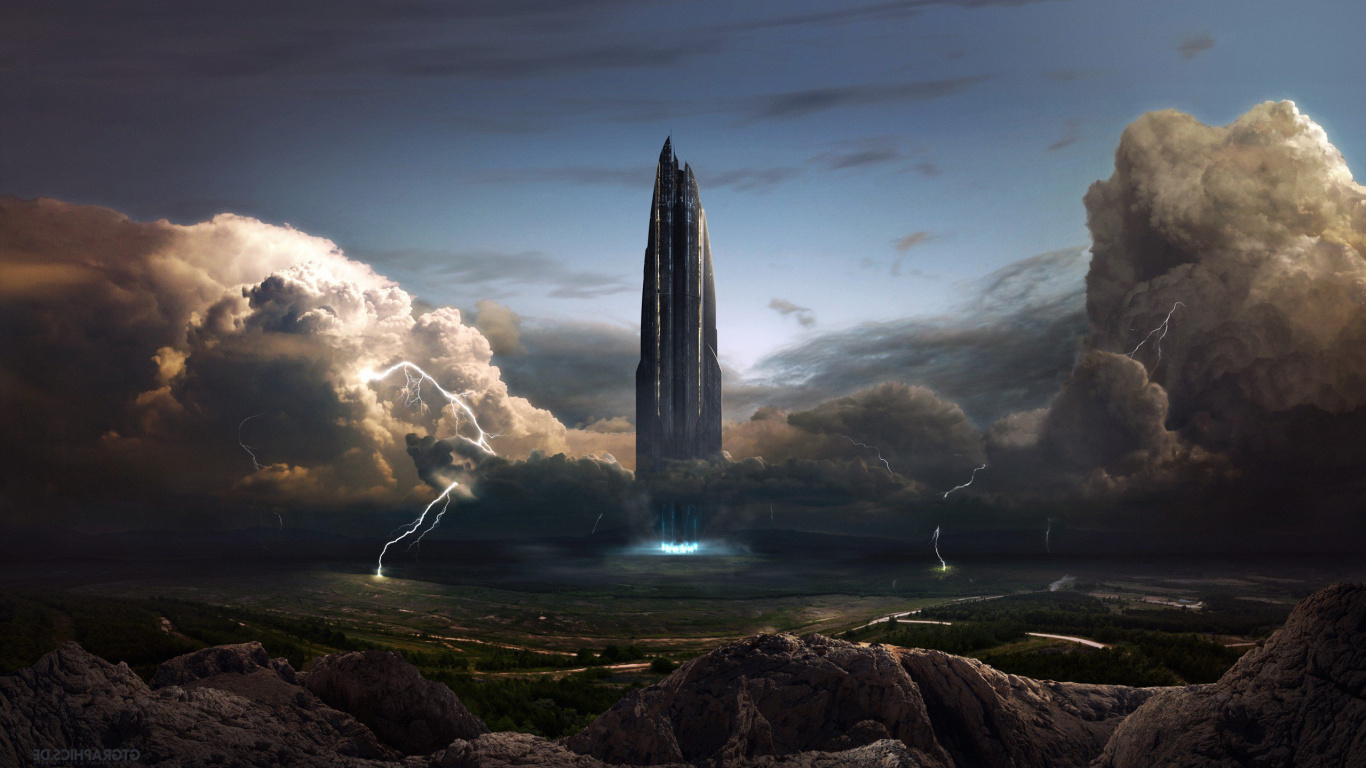 Обои sci fi, Научная фантастика, природа, рок, атмосфера в разрешении 1366x768