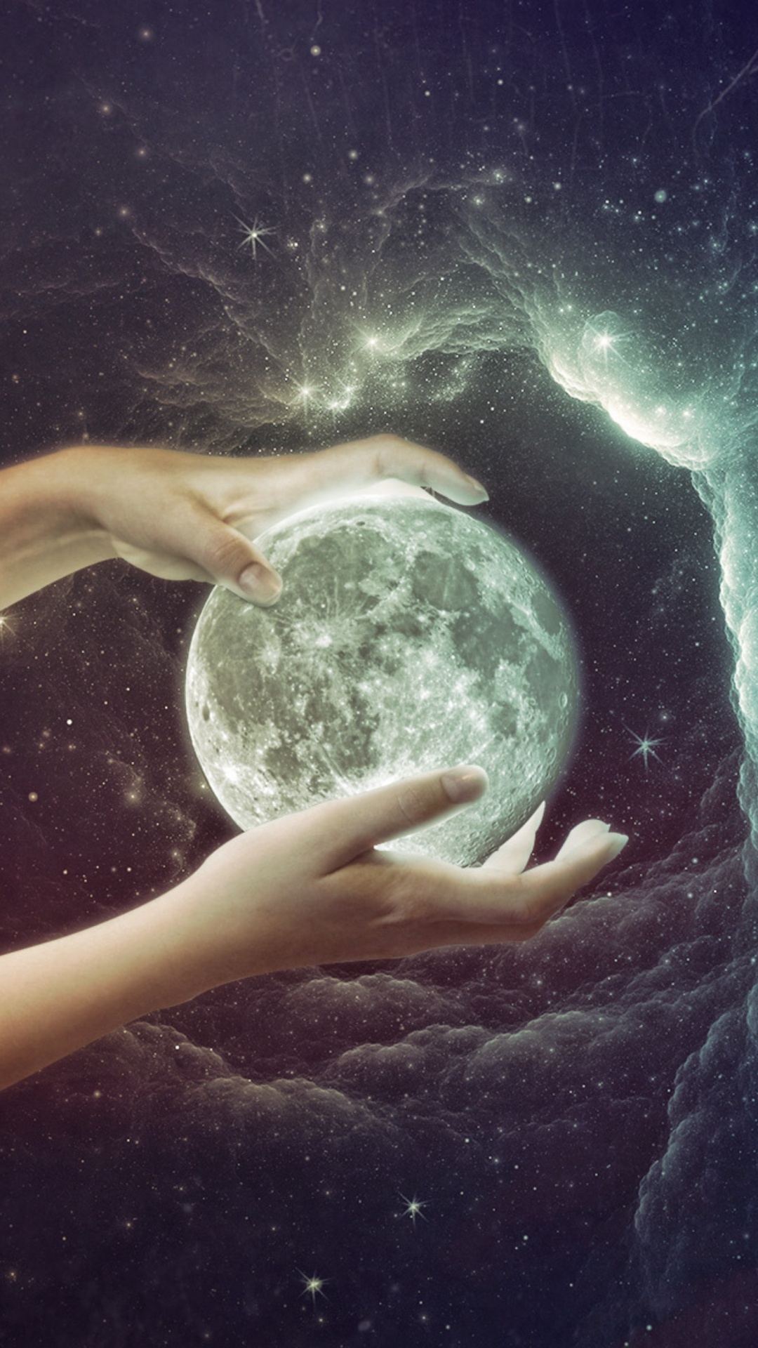 Обои луна, планета, арт, космос, земля в разрешении 1080x1920