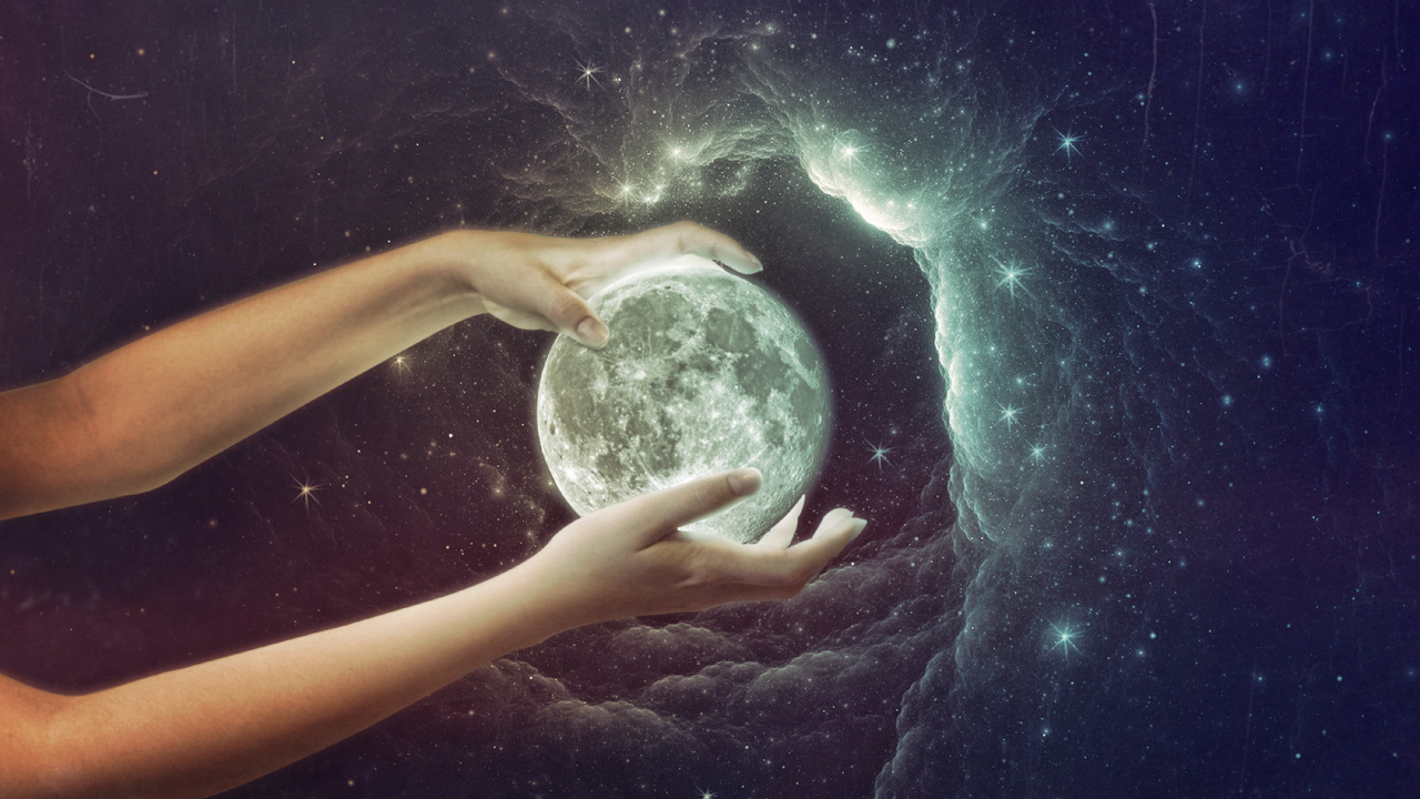 Обои луна, планета, арт, космос, земля в разрешении 1280x720