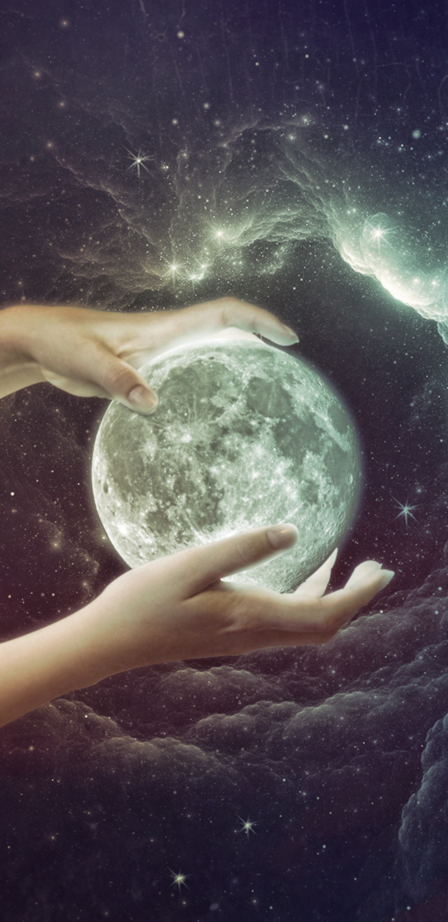 Обои луна, планета, арт, космос, земля в разрешении 1440x2960