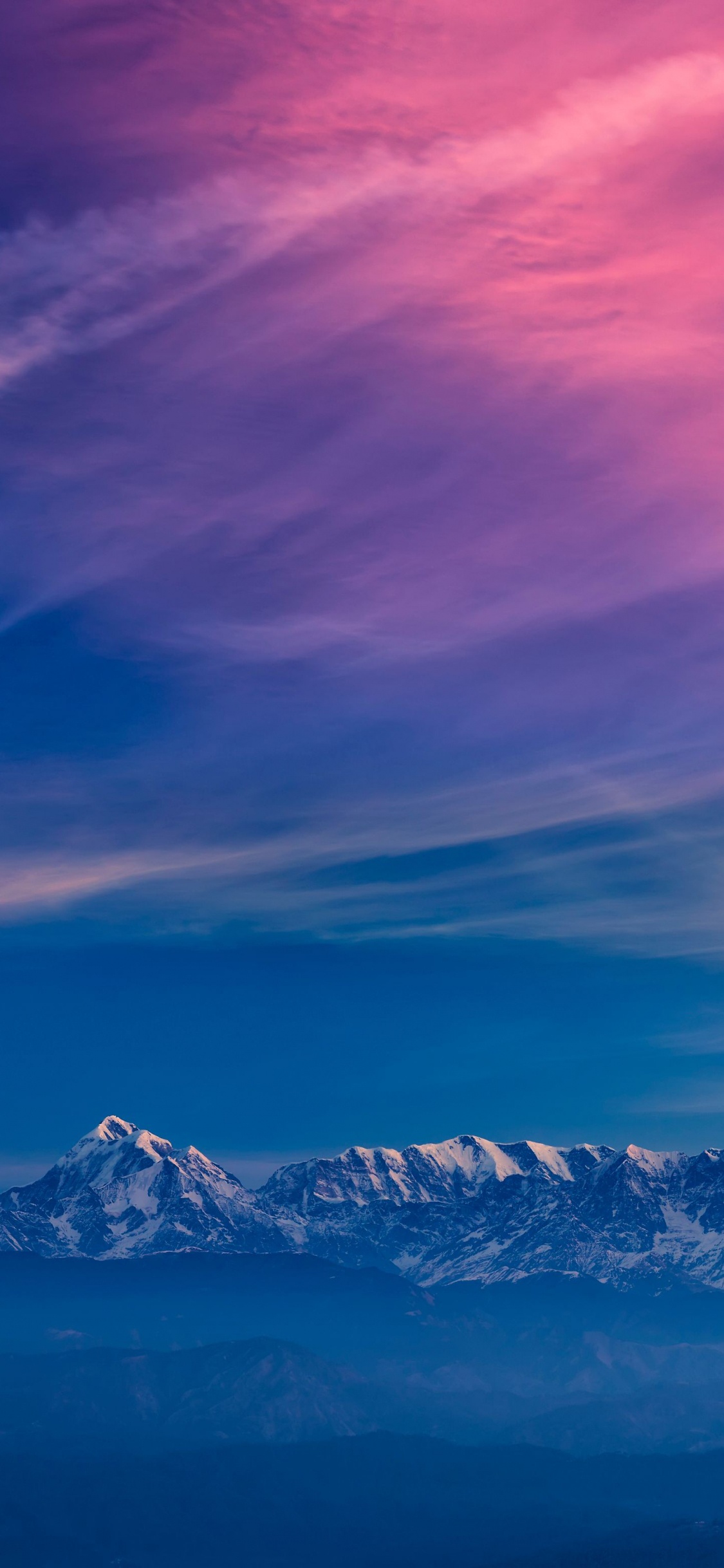 Обои синий, облако, гора, природа, горный рельеф в разрешении 1125x2436