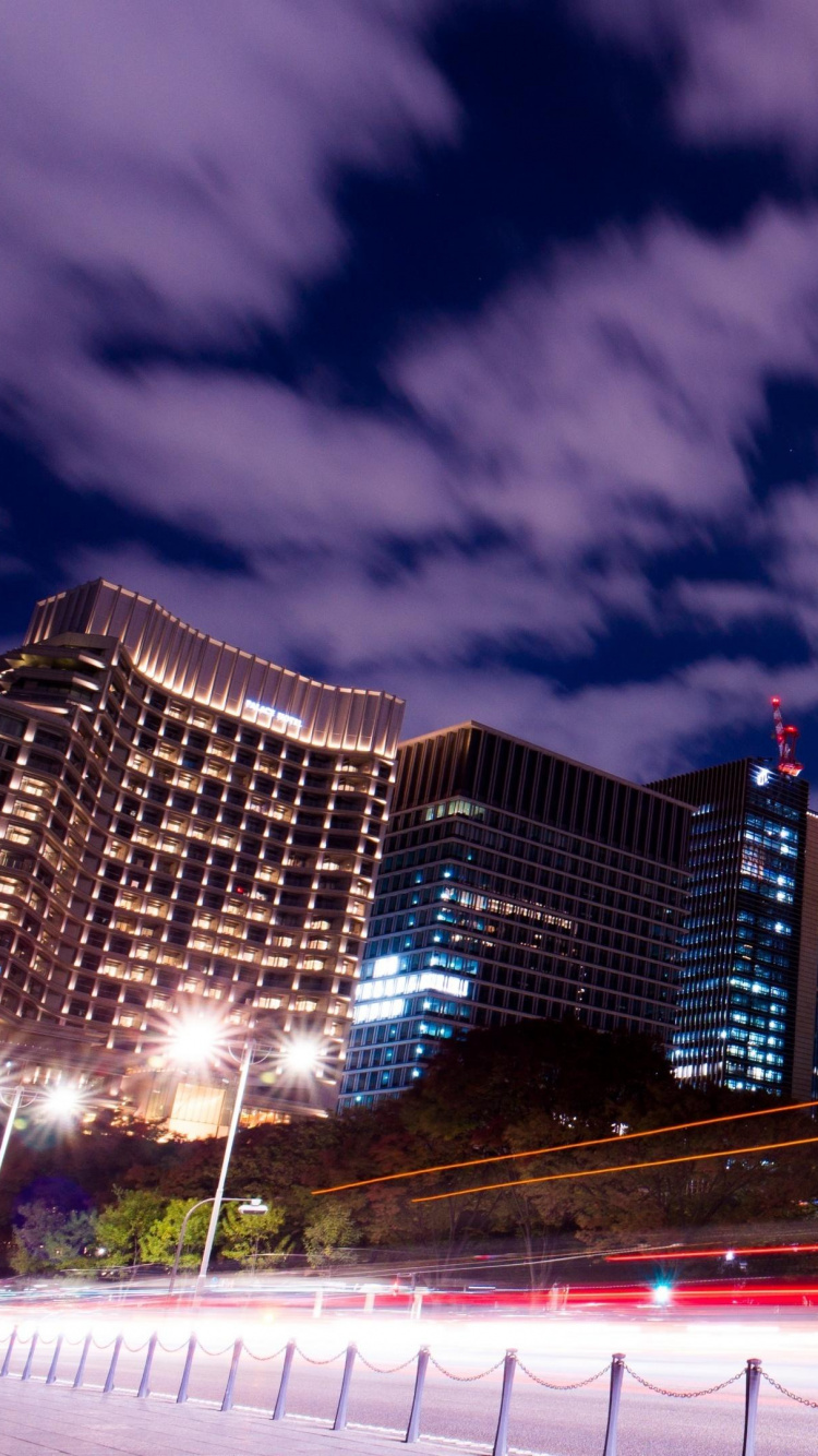 Обои ночь, город, городской район, городской пейзаж, ориентир в разрешении 750x1334