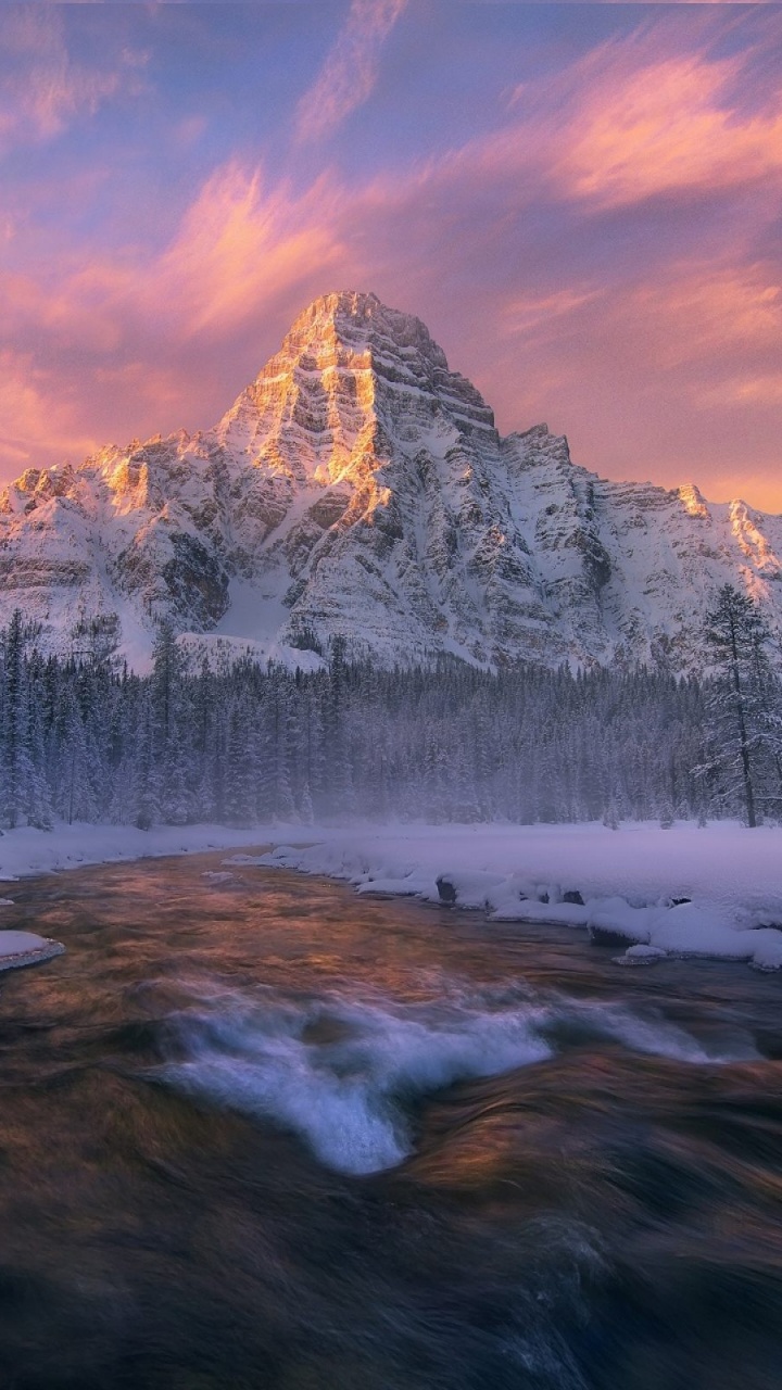 Обои банфф, Крепление Хефрена, снег, зима, природа в разрешении 720x1280