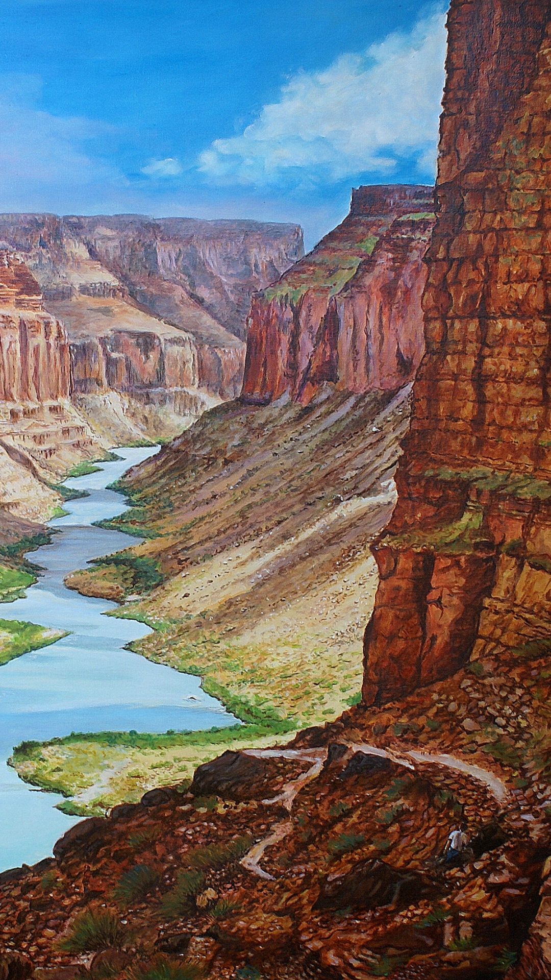 Обои каньон, река Колорадо, национальный парк, живопись, формирование в разрешении 1080x1920