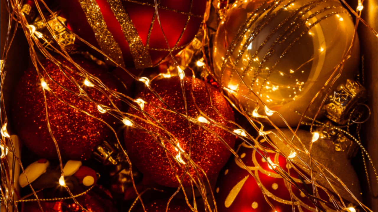 Обои рождественский орнамент, Рождественские украшения, праздничный орнамент, Рождество, орнамент в разрешении 1280x720