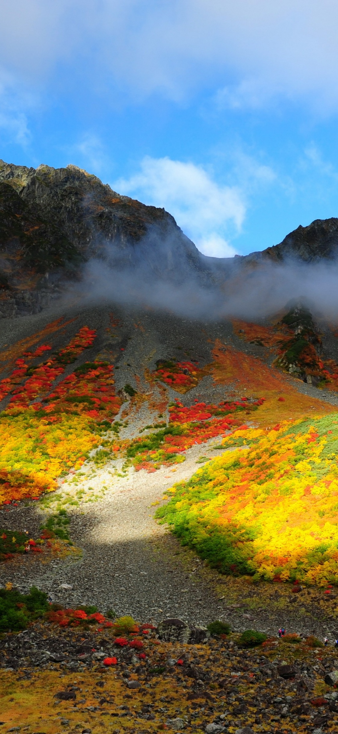 Обои гора, природа, дикая местность, растительность, нагорье в разрешении 1125x2436