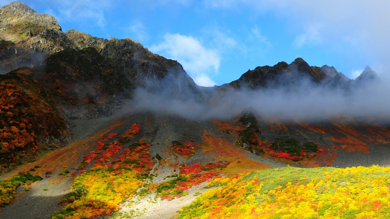 Обои гора, природа, дикая местность, растительность, нагорье в разрешении 1366x768