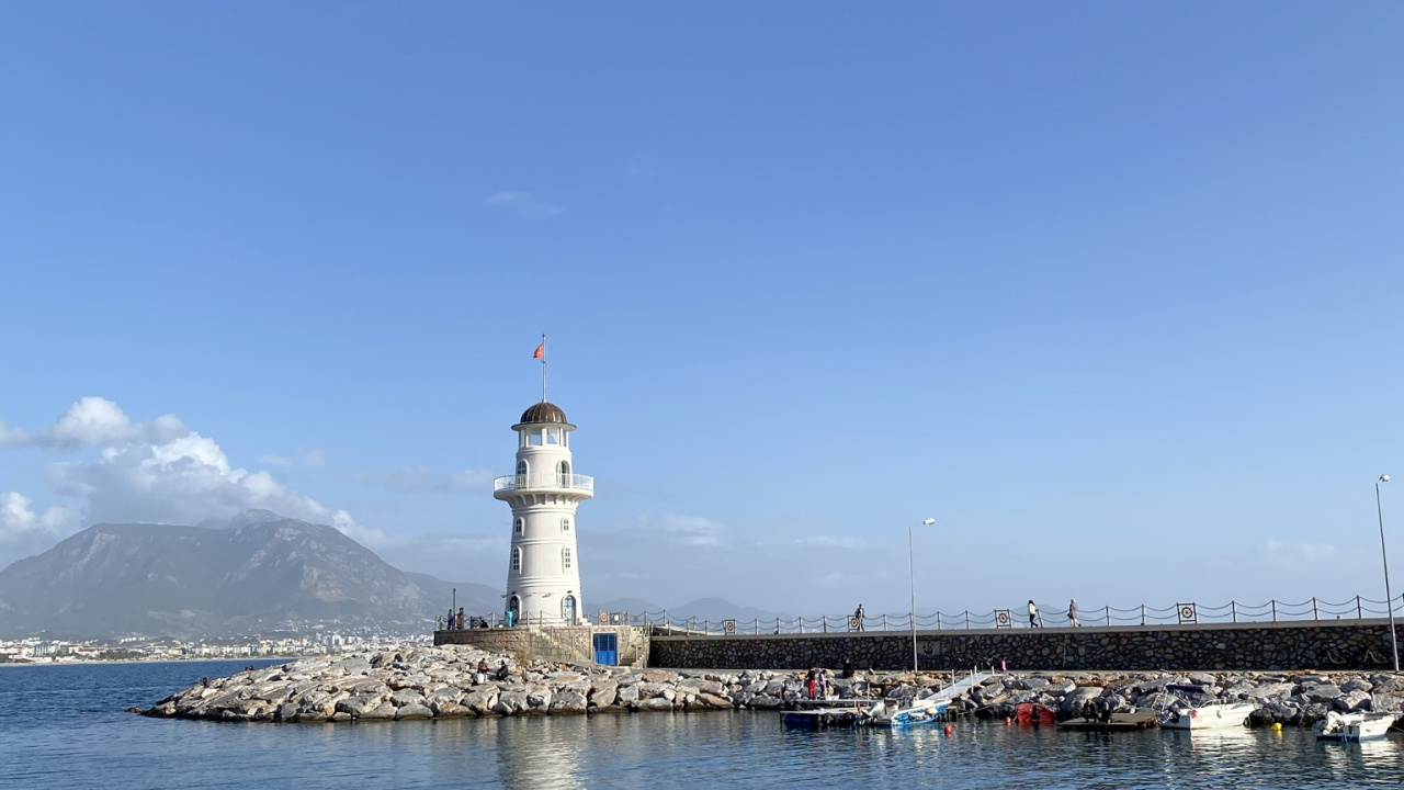 Обои море, остров такетоми, вода, облако, Маяк в разрешении 1280x720