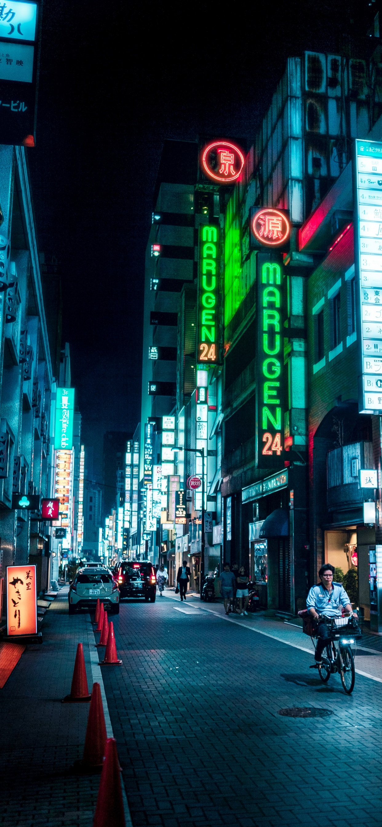 Обои здание, велосипед, шина, свет, колесо в разрешении 1242x2688