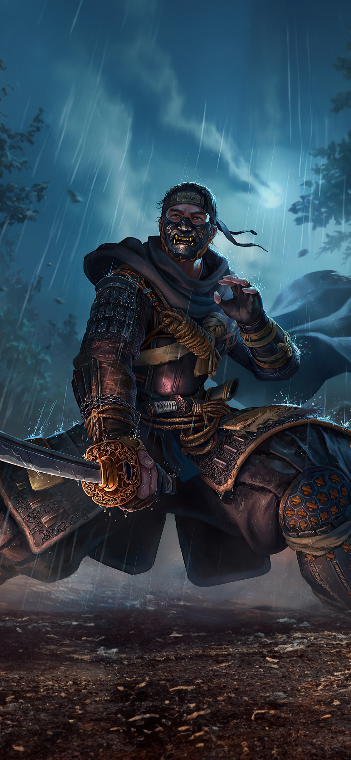 Обои призрак цусимы фан-арт, призрак цусимы, арт, фан арт, искусство призрака цусима в разрешении 1125x2436