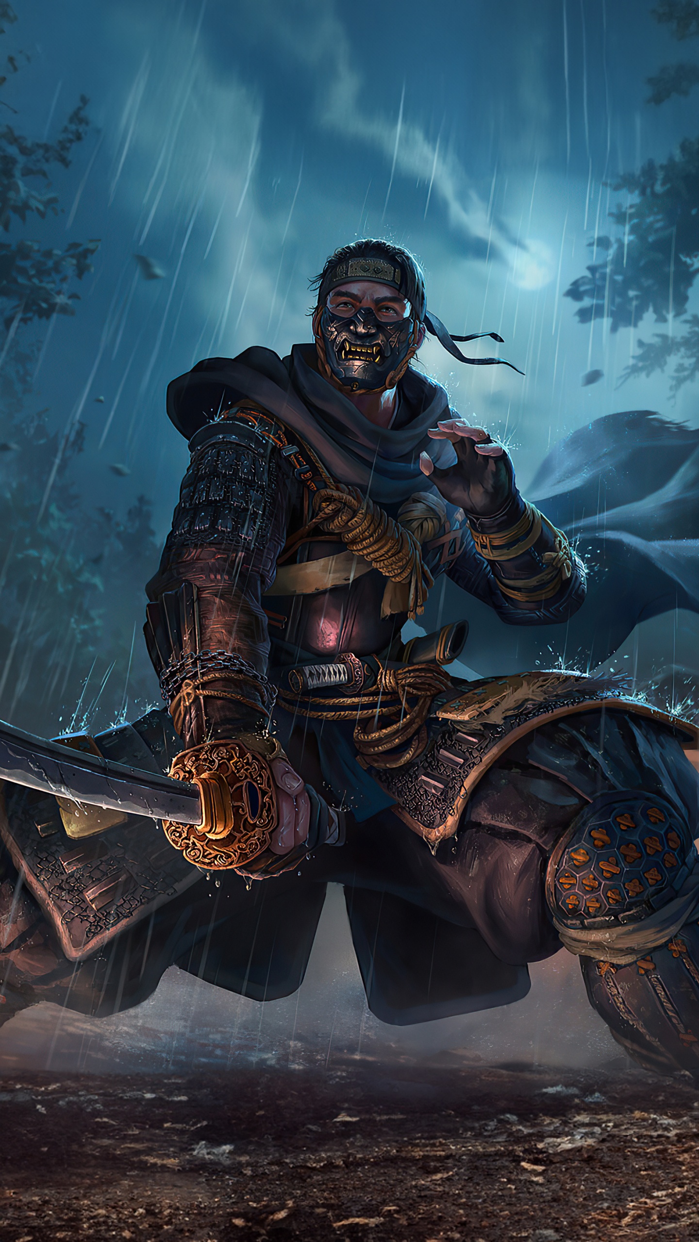 Обои призрак цусимы фан-арт, призрак цусимы, арт, фан арт, искусство призрака цусима в разрешении 1440x2560