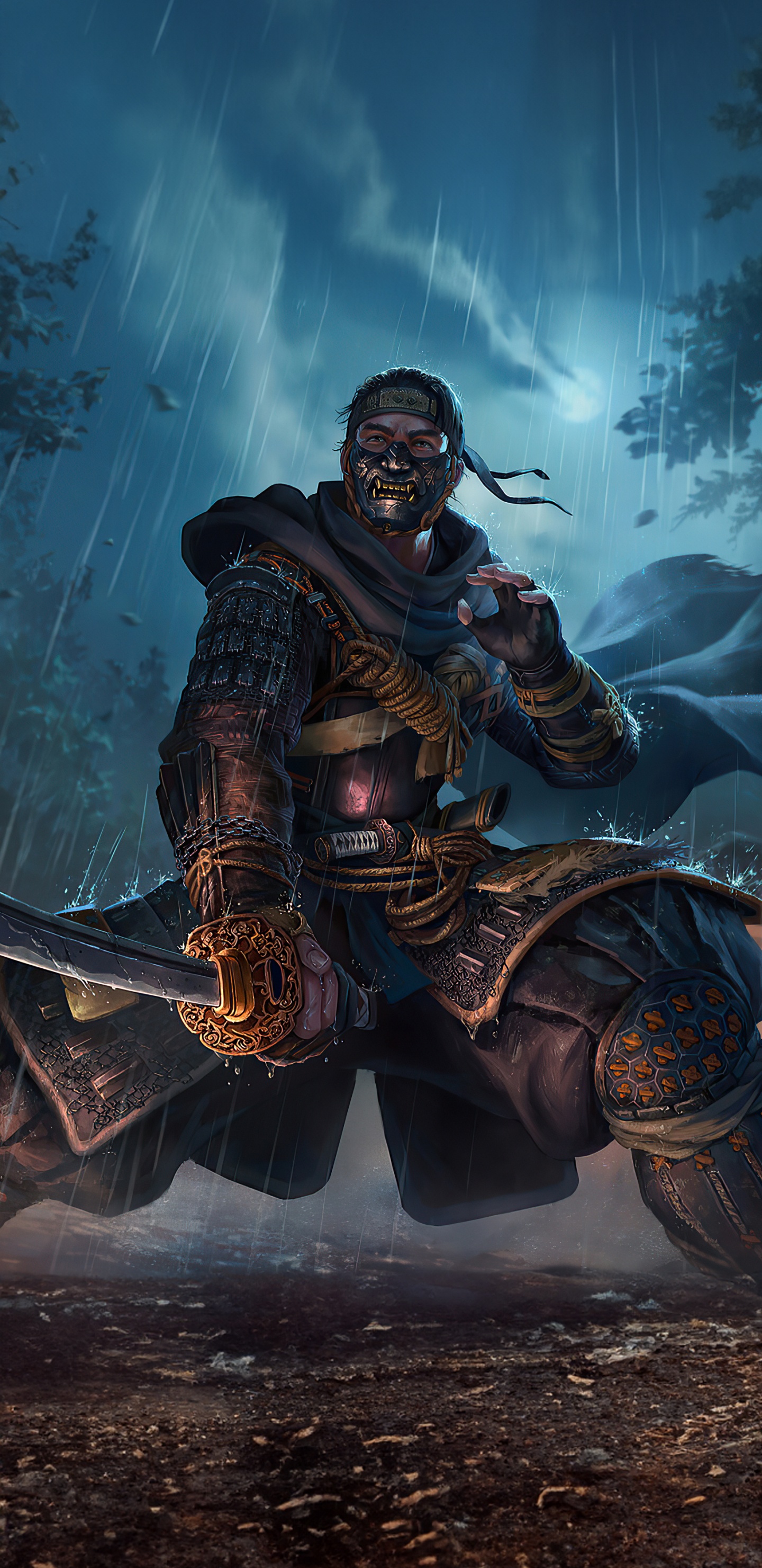 Обои призрак цусимы фан-арт, призрак цусимы, арт, фан арт, искусство призрака цусима в разрешении 1440x2960