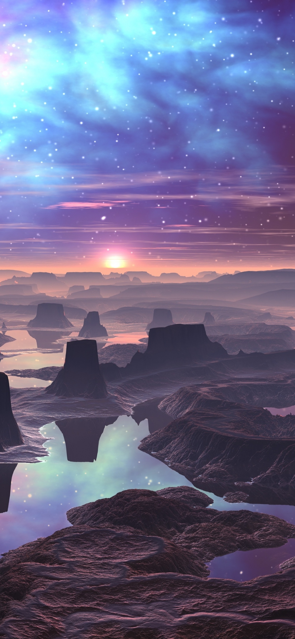 Обои природа, аниме, пейзаж, арт, облако в разрешении 1242x2688