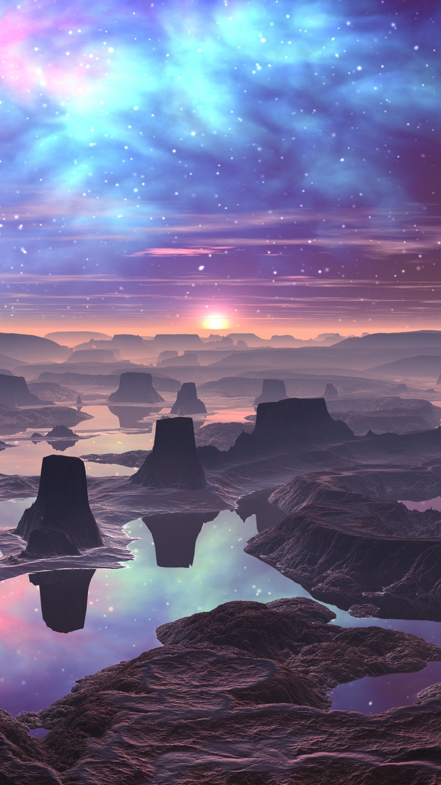 Обои природа, аниме, пейзаж, арт, облако в разрешении 1440x2560