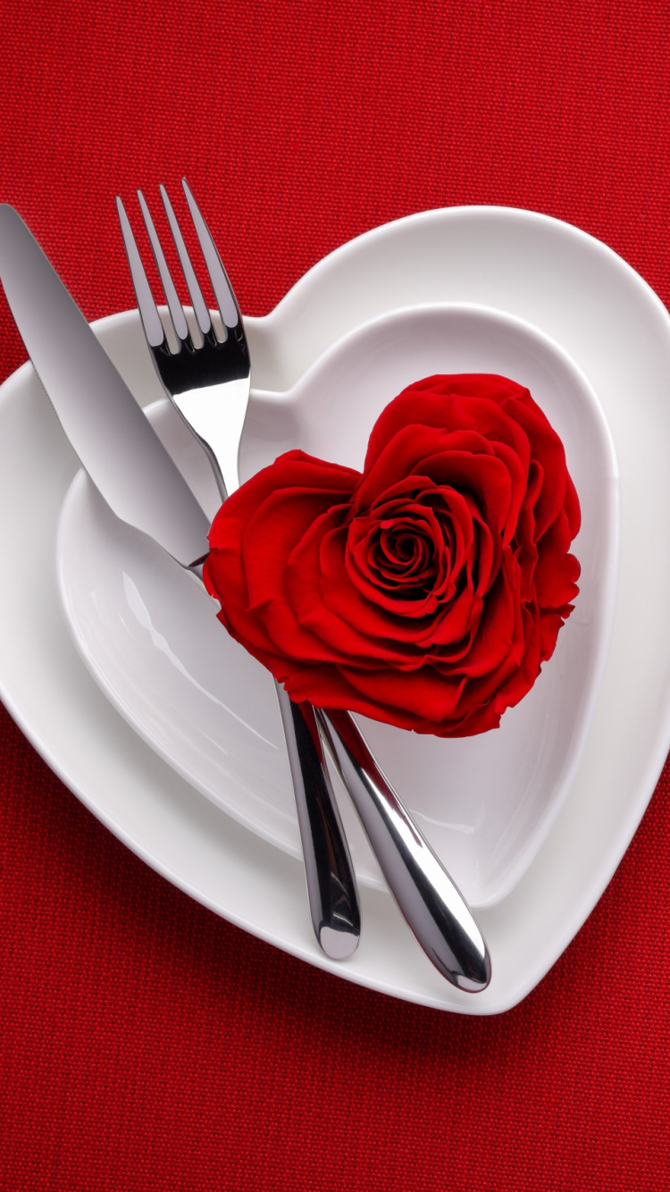 Обои День Святого Валентина, красный цвет, сердце, любовь, Роза в разрешении 750x1334