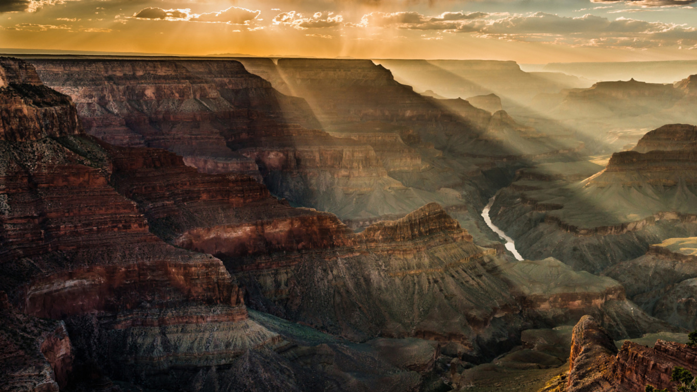 Обои бесплодные земли, рассвет, река Колорадо, уступ, пустоши в разрешении 1366x768