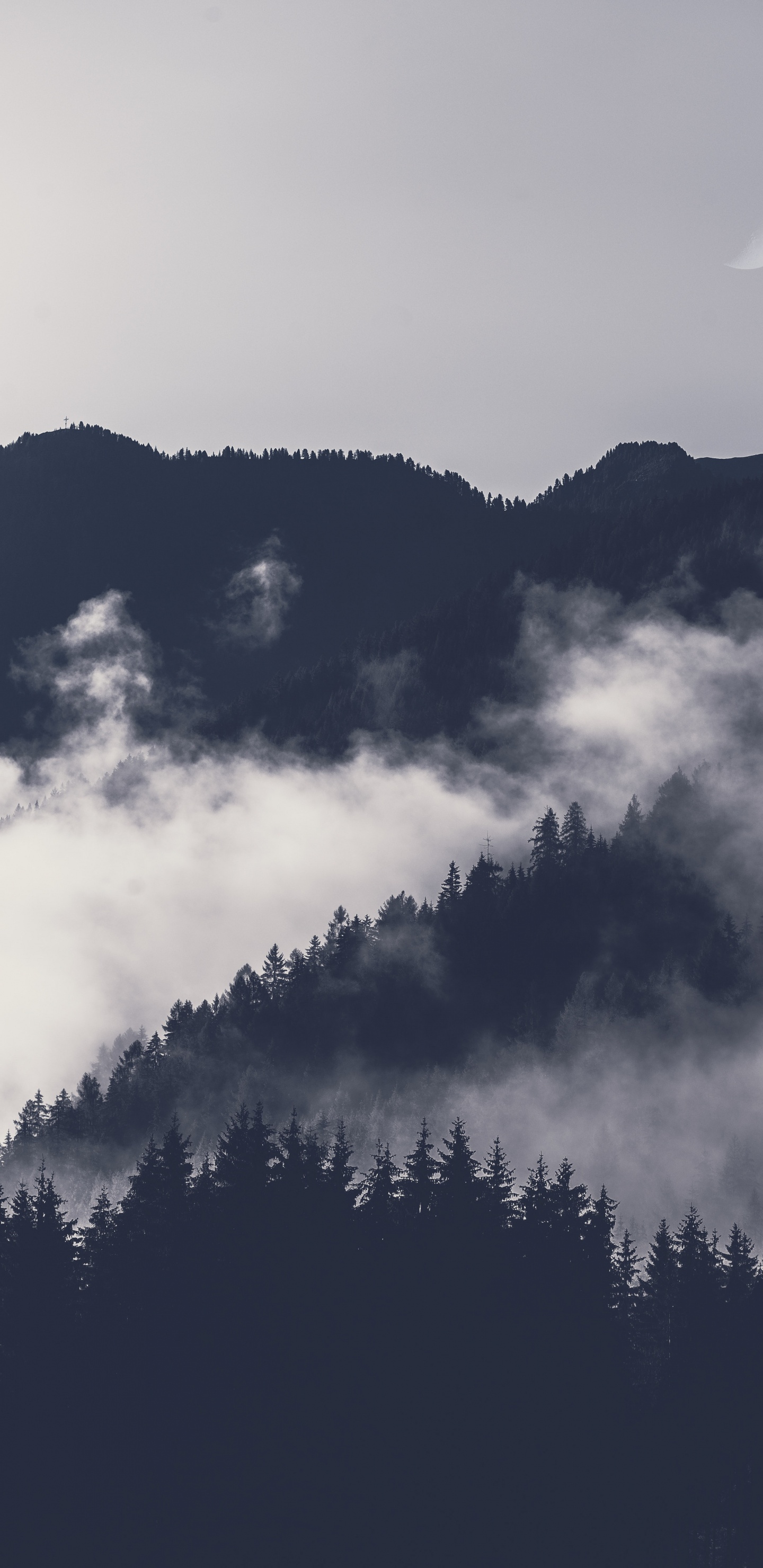 Обои атмосфера, облако, гора, свет, природа в разрешении 1440x2960