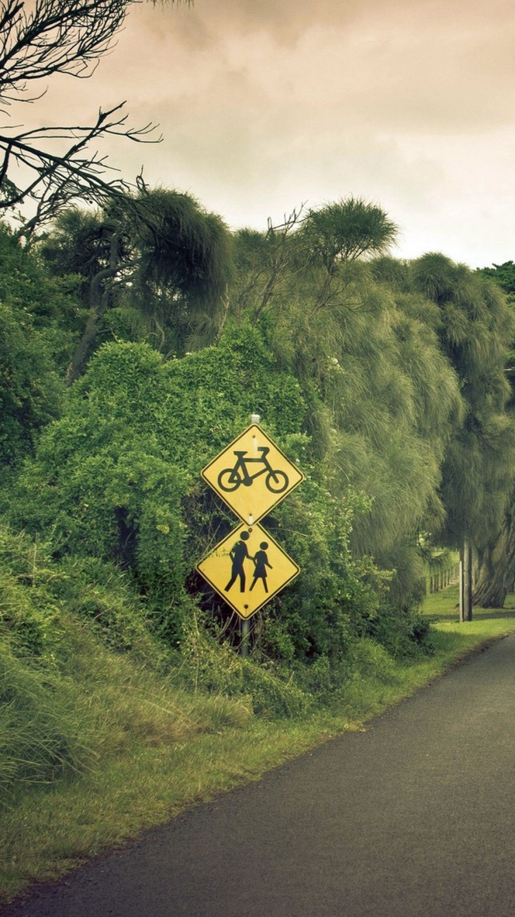 Обои природа, дорога, зеленый, дерево, инфраструктура в разрешении 750x1334