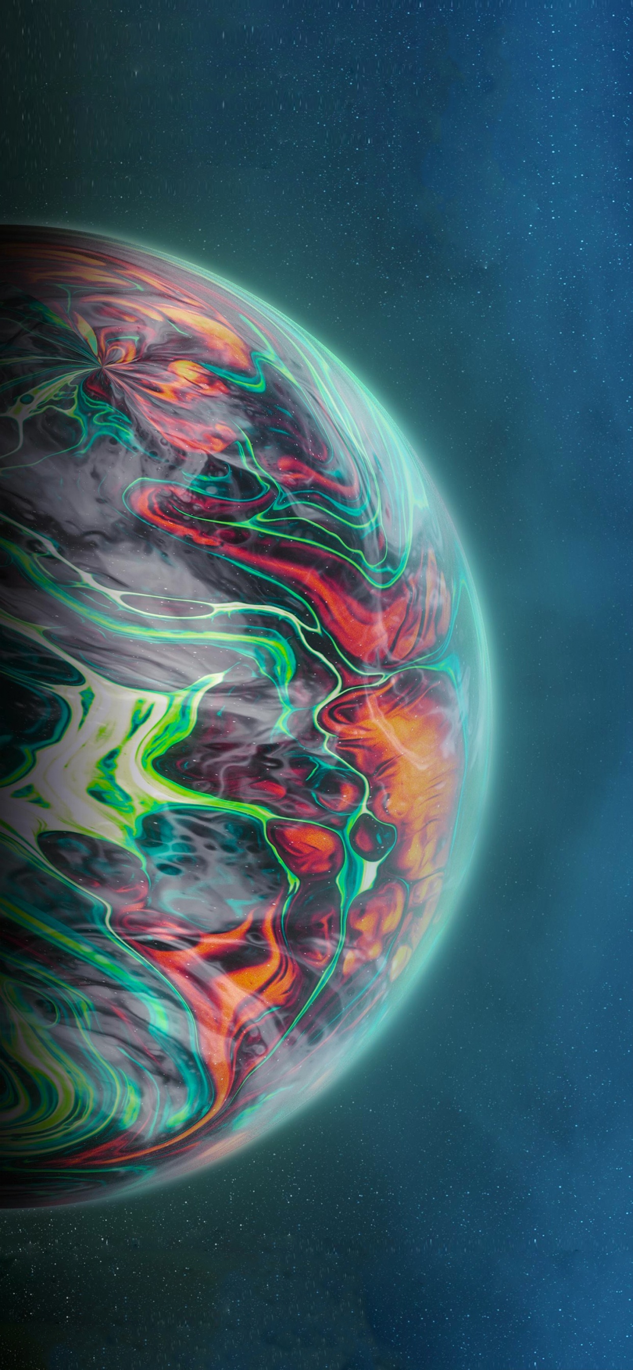 Обои яблоко, атмосфера, жидкий, мир, астрономический объект в разрешении 1242x2688