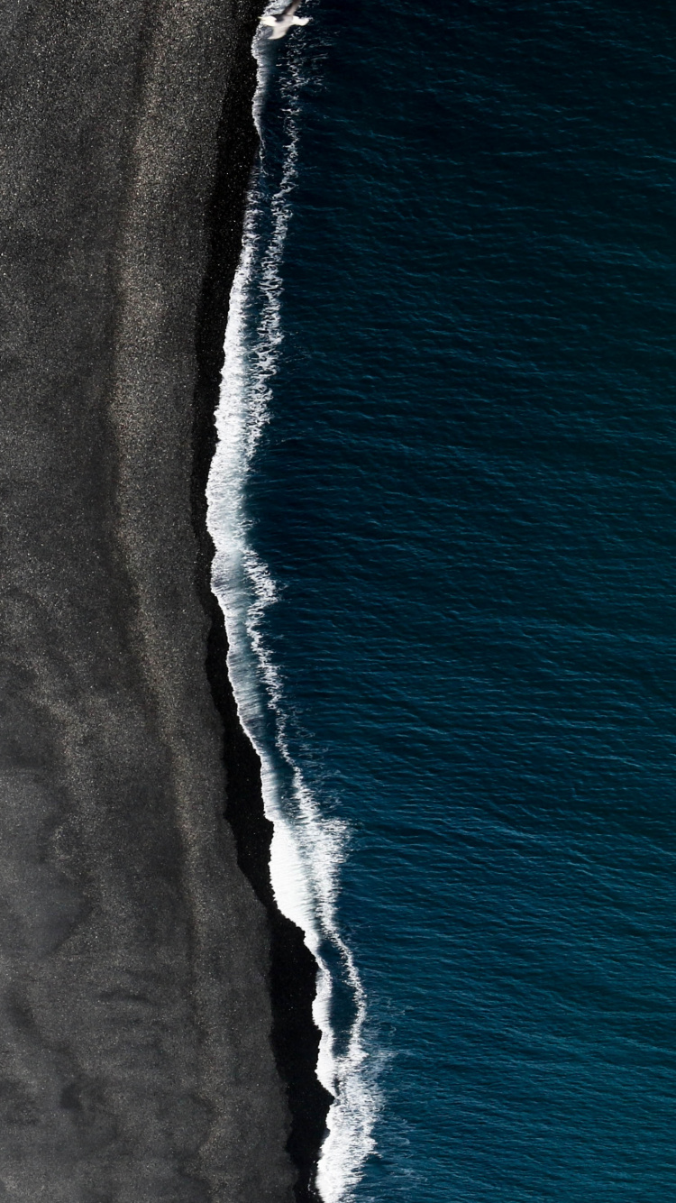 Обои пляж с черным песком вик, черный песок, пляж, песок, природа в разрешении 750x1334