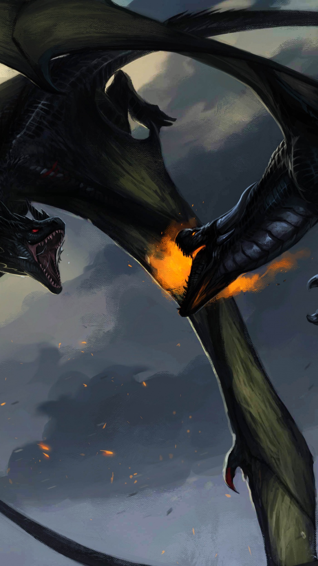 Обои цифровое искусство, вымышленный персонаж, дракон, мифическое существо, артист в разрешении 1080x1920