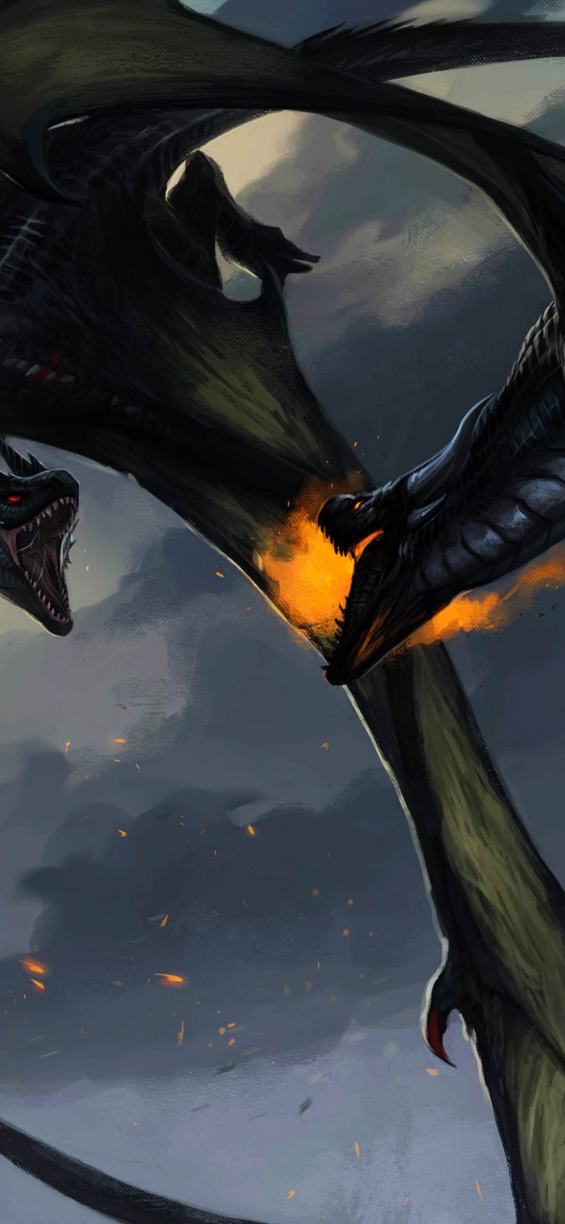 Обои цифровое искусство, вымышленный персонаж, дракон, мифическое существо, артист в разрешении 1125x2436