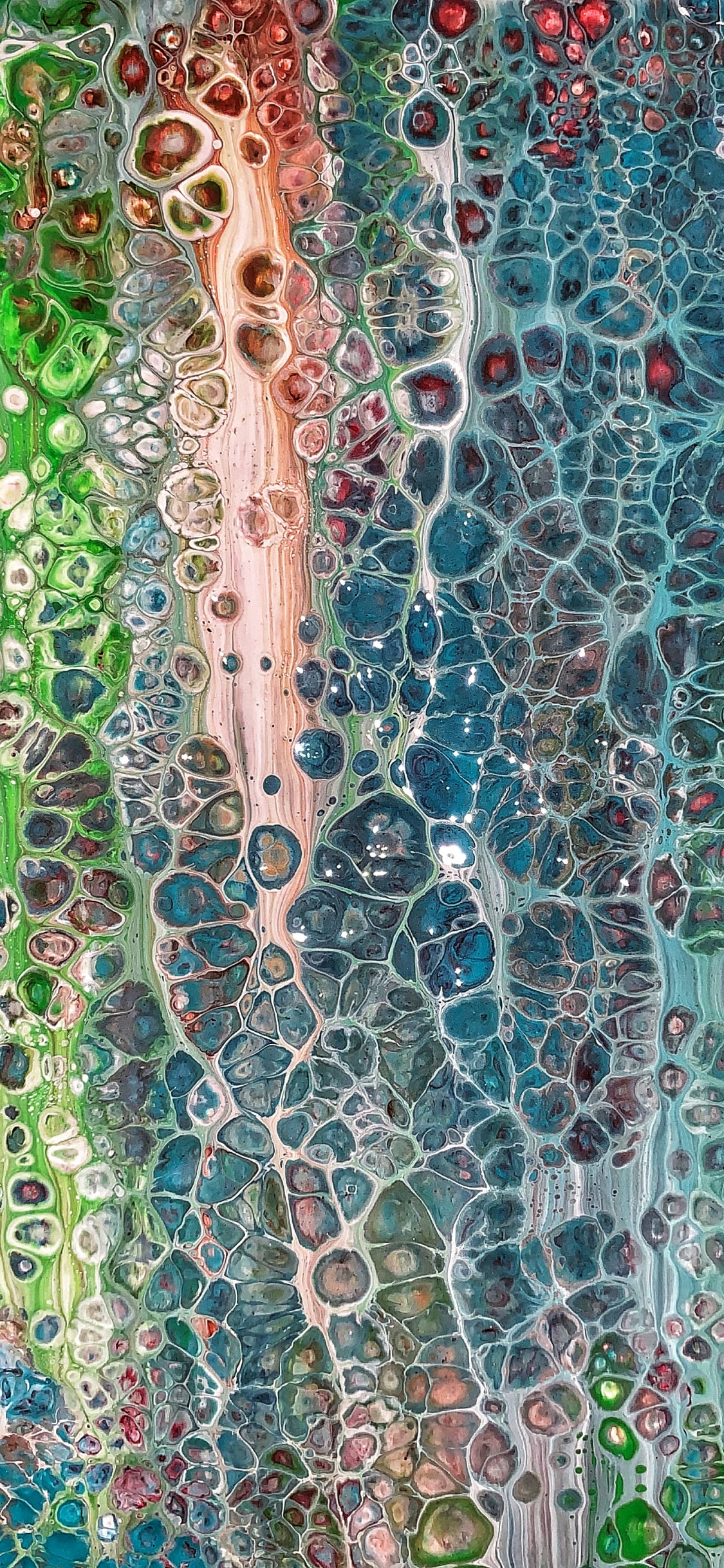 Обои зеленый, текстура, узор, бирюза, краска в разрешении 1125x2436