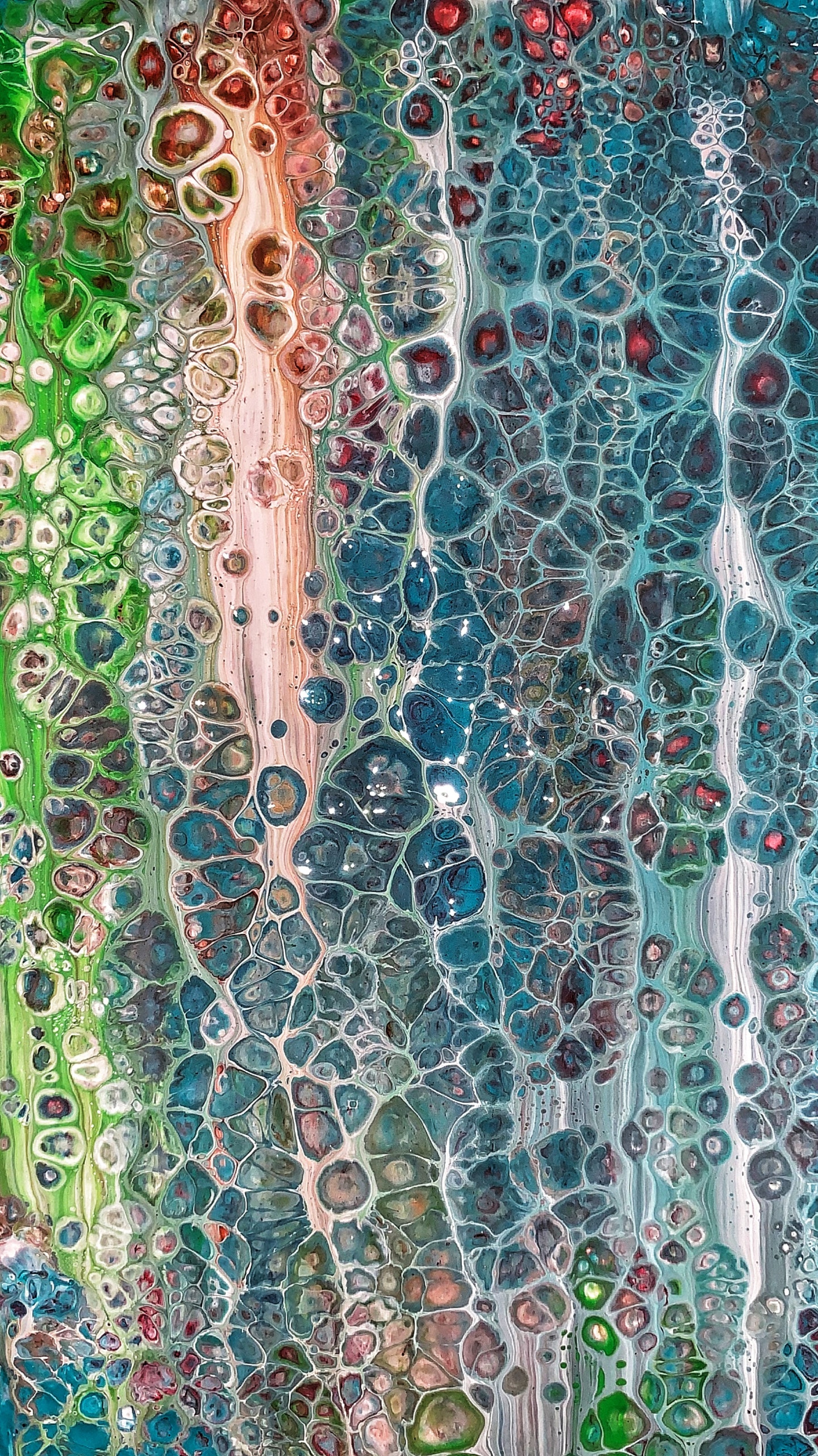 Обои зеленый, текстура, узор, бирюза, краска в разрешении 1440x2560