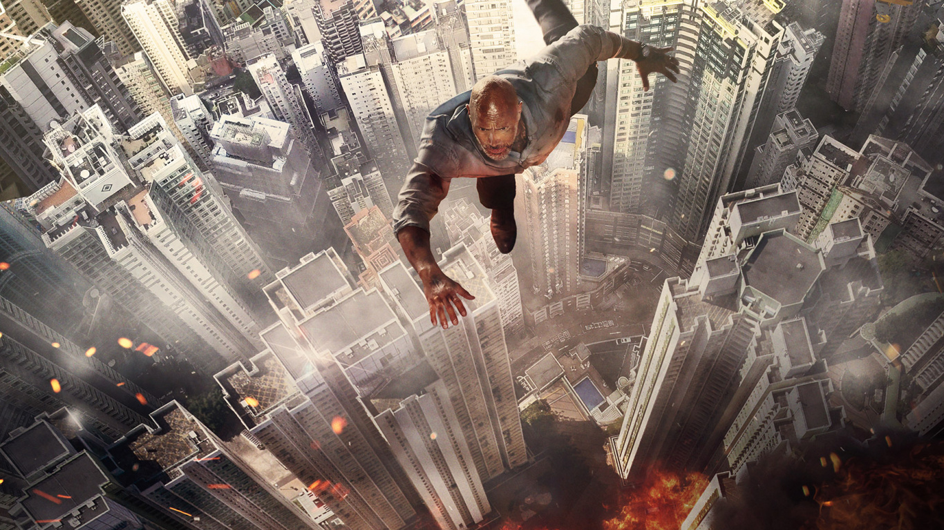 Обои небоскреб 2018 постер, Universal Pictures, Уилл Сойер, постер, постер фильма небоскреб в разрешении 1366x768