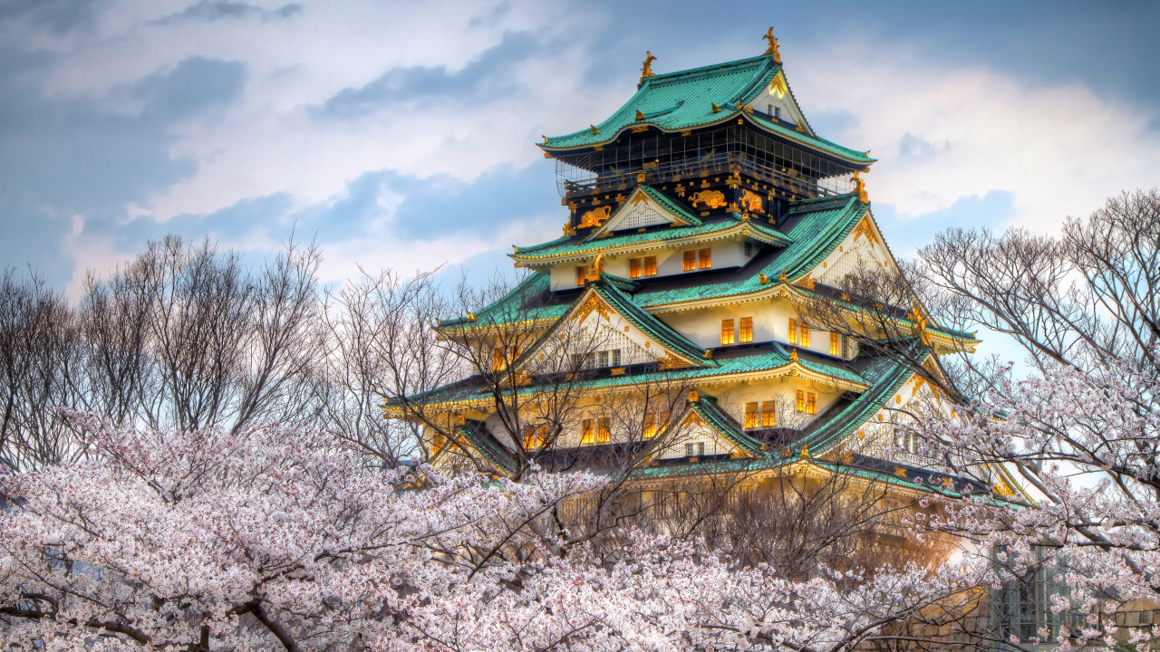 Обои Японский замок, замок Осака, Замок Химэдзи, замок, пагода в разрешении 1280x720