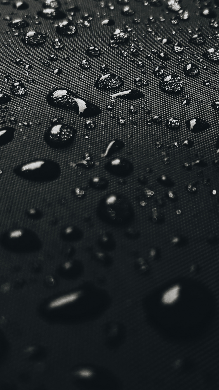 Обои вода, черный, падение, влага, дождь в разрешении 750x1334
