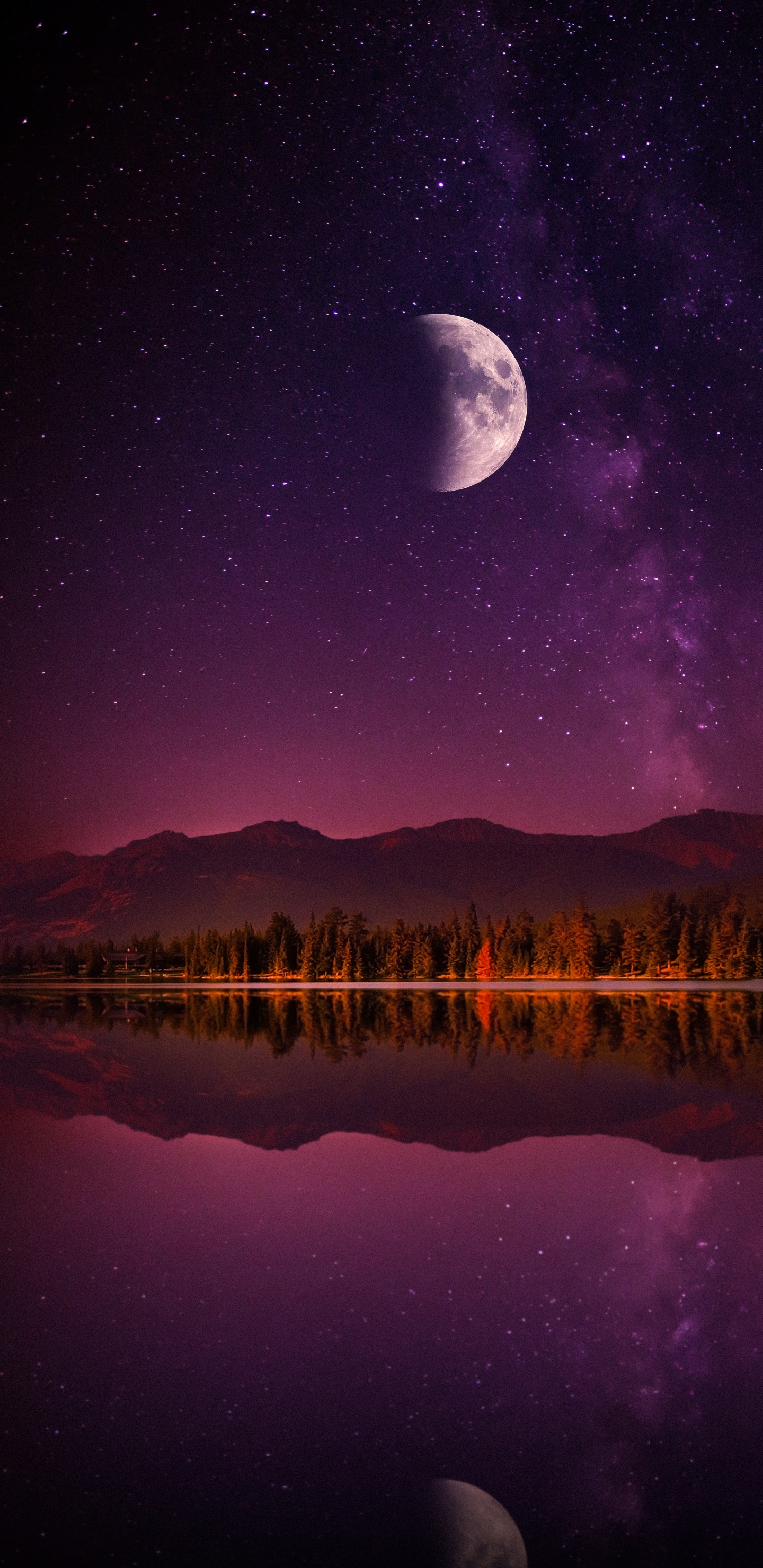 Обои природа, висгун - социальная сеть, вода, атмосфера, луна в разрешении 1440x2960