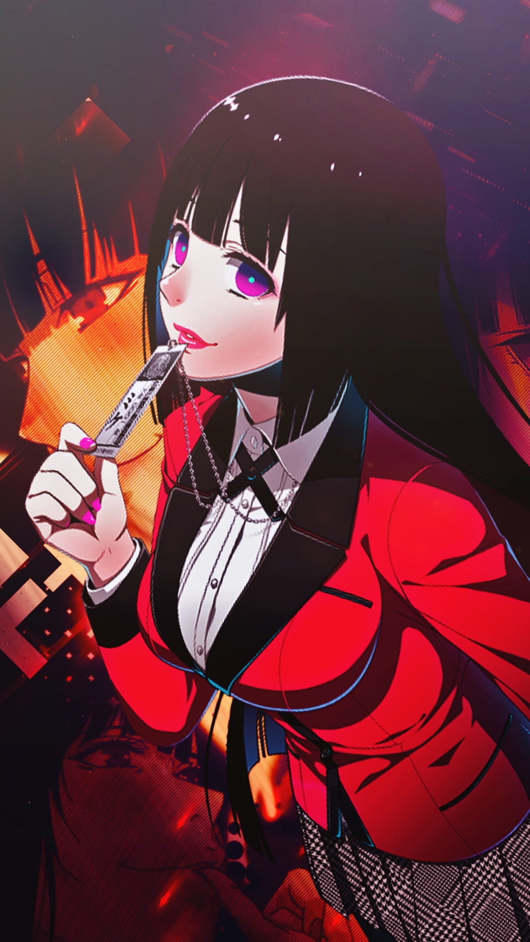 Обои аниме, красный цвет, графический дизайн, иллюстрация, графика в разрешении 1080x1920