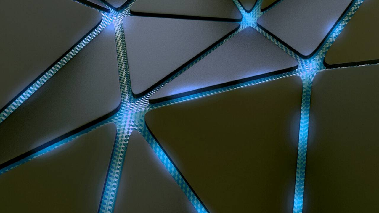 Обои синий, зеленый, свет, узор, архитектура в разрешении 1280x720