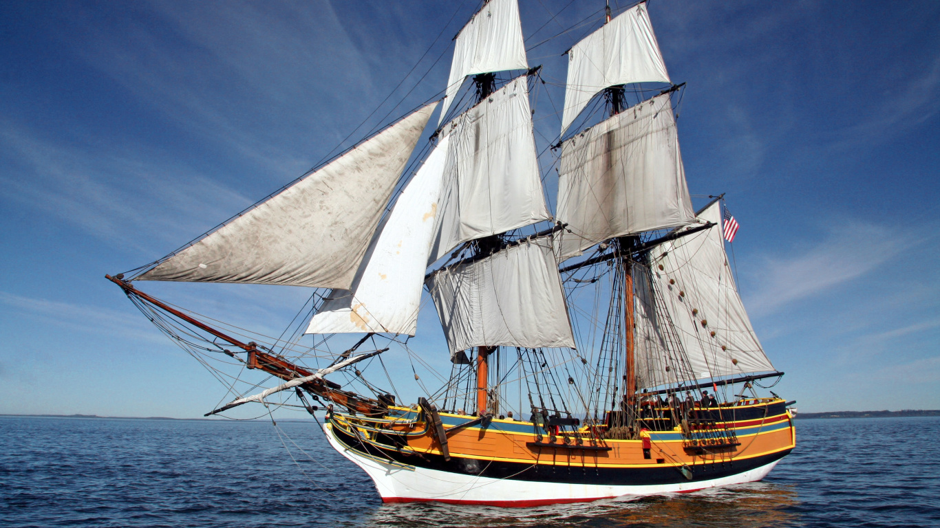 Обои Вашингтон, Леди Вашингтон, высокий корабль, Гавайский Вождь, корабль в разрешении 1366x768