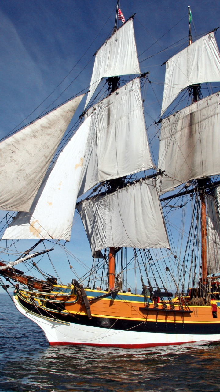 Обои Вашингтон, Леди Вашингтон, высокий корабль, Гавайский Вождь, корабль в разрешении 720x1280