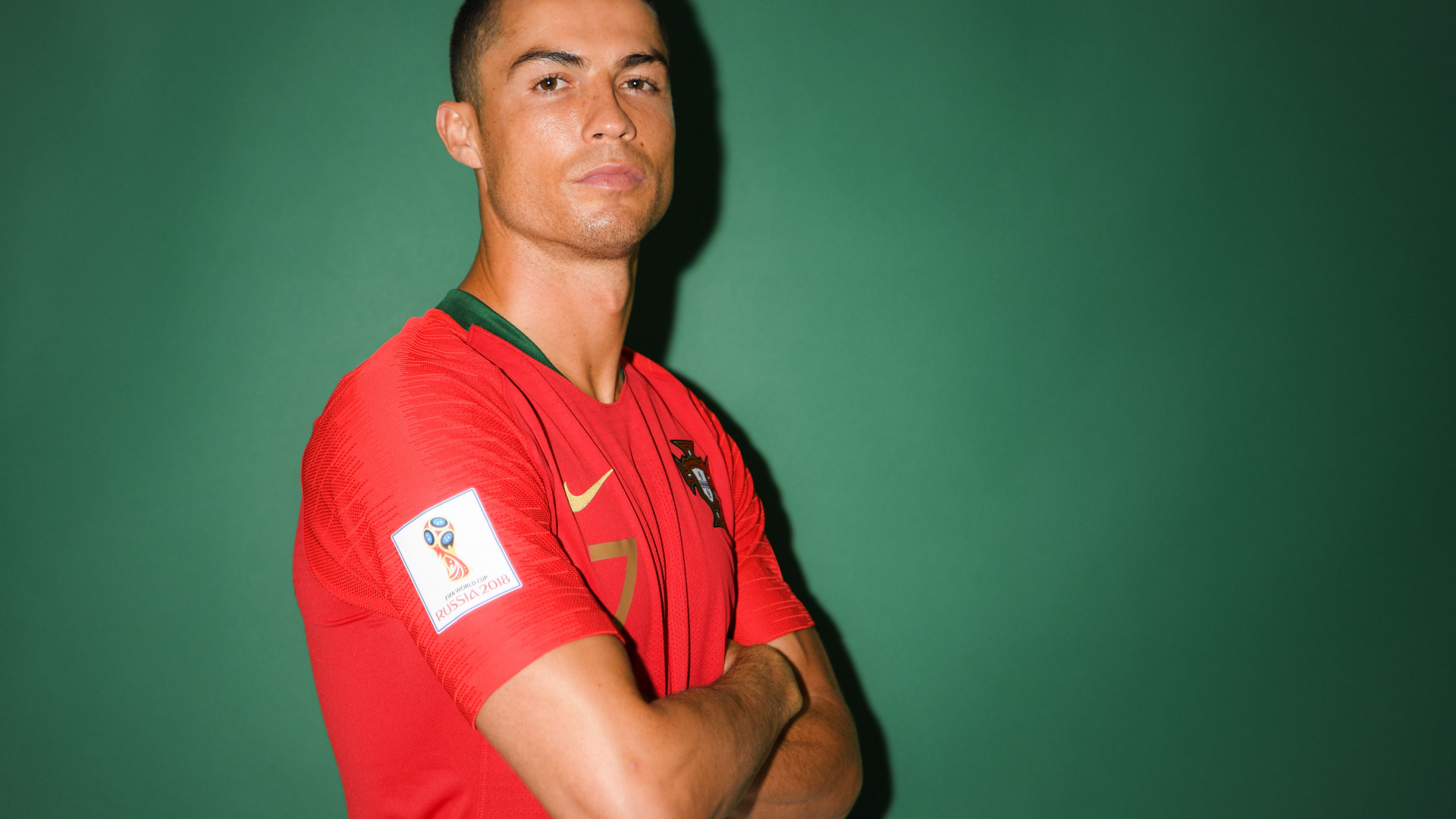 Обои Кристиано Роналдо, ЧМ 2018, цель, красный цвет, зеленый в разрешении 1920x1080