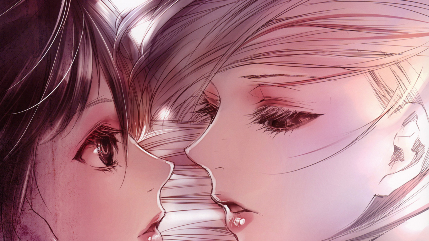 Обои лицо, волосы, нос, лоб, розовый в разрешении 1366x768