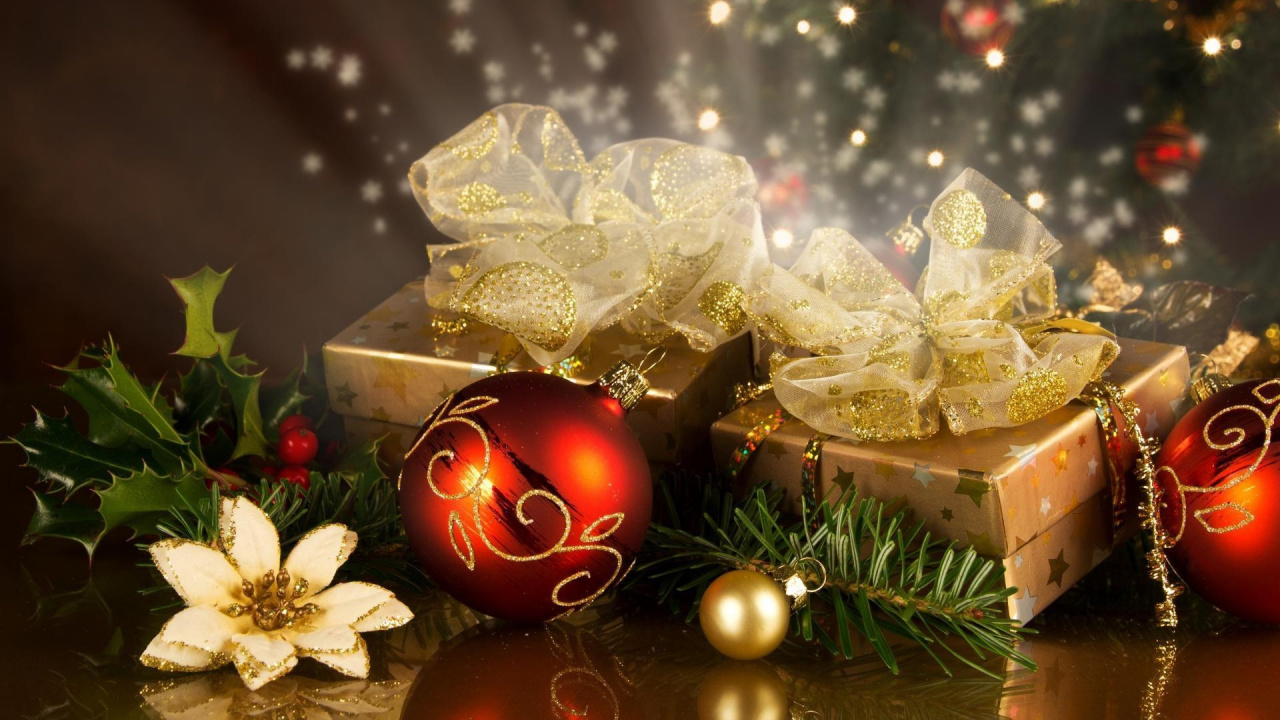 Обои Рождественский день, праздник, Рождество и курортный сезон, рождественский орнамент, Рождественские украшения в разрешении 1280x720