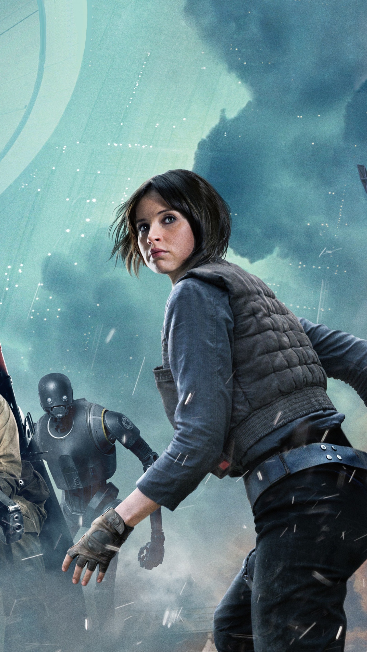 Обои Изгой Один Звездная История Войн, звездные войны, боевик, Фелисити Джонс, небо в разрешении 1440x2560