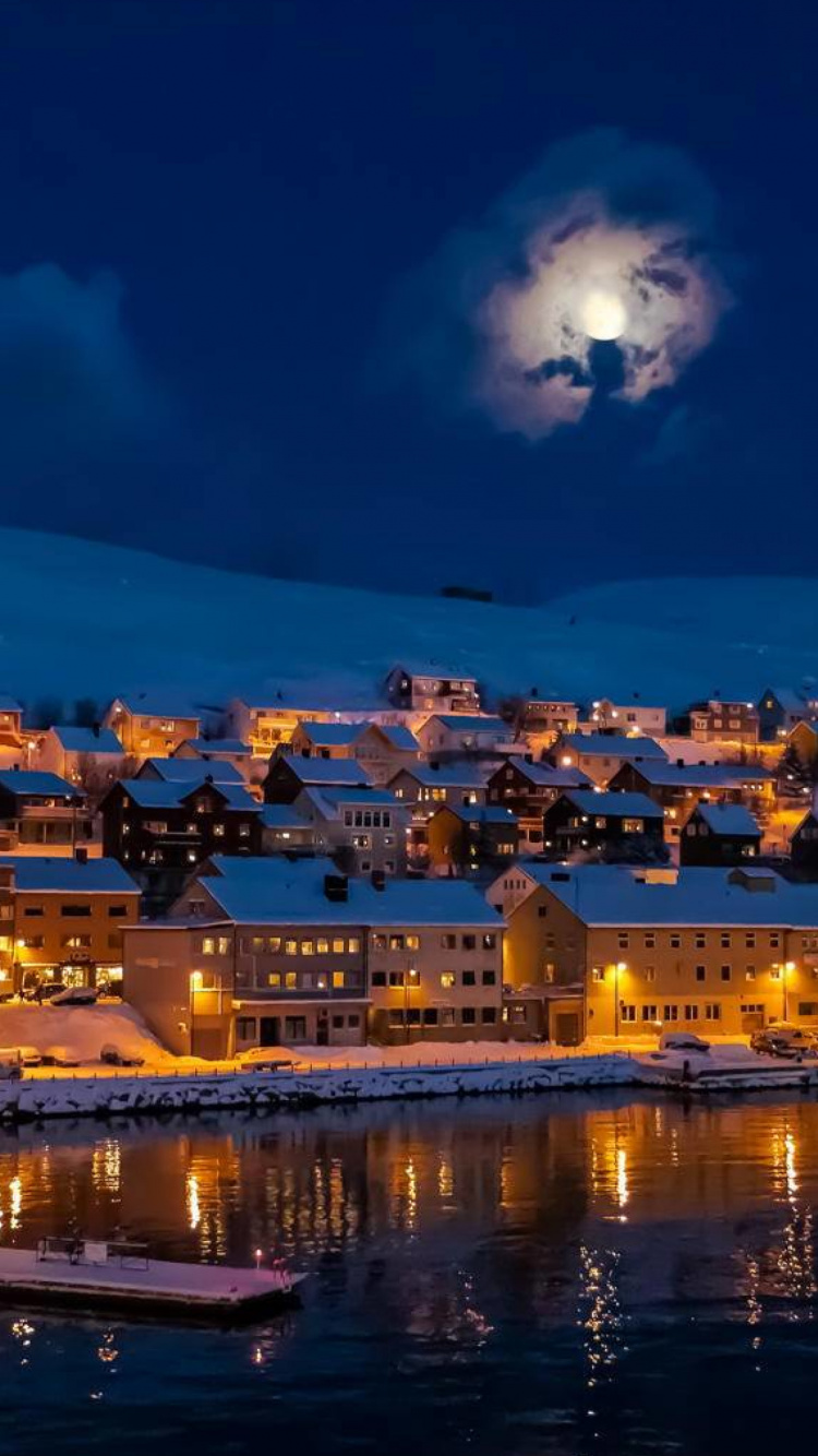 Обои туризм, авиакомпания, городской пейзаж, вечер, фьорд в разрешении 750x1334